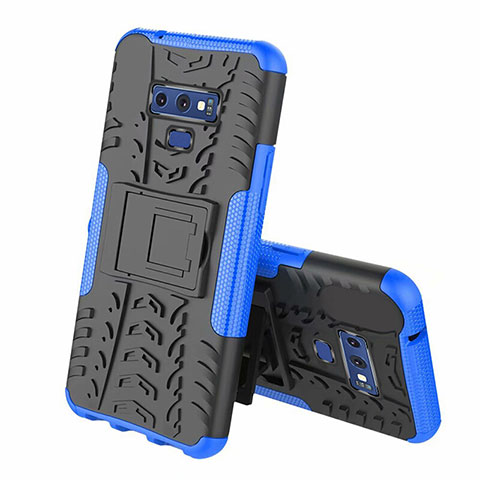 Funda Bumper Silicona y Plastico Mate Carcasa con Soporte A01 para Samsung Galaxy Note 9 Azul