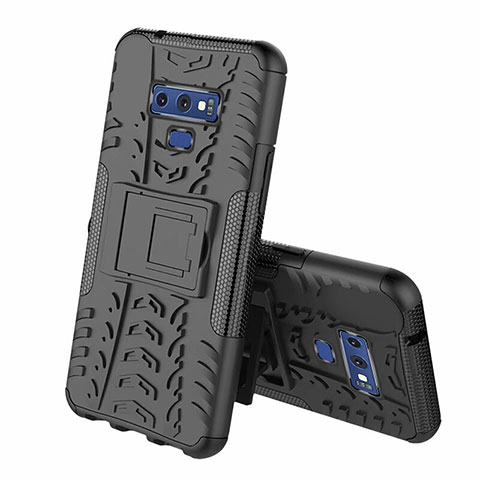 Funda Bumper Silicona y Plastico Mate Carcasa con Soporte A01 para Samsung Galaxy Note 9 Negro