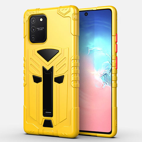 Funda Bumper Silicona y Plastico Mate Carcasa con Soporte A01 para Samsung Galaxy S10 Lite Amarillo