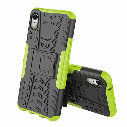 Funda Bumper Silicona y Plastico Mate Carcasa con Soporte A02 para Apple iPhone XR Verde