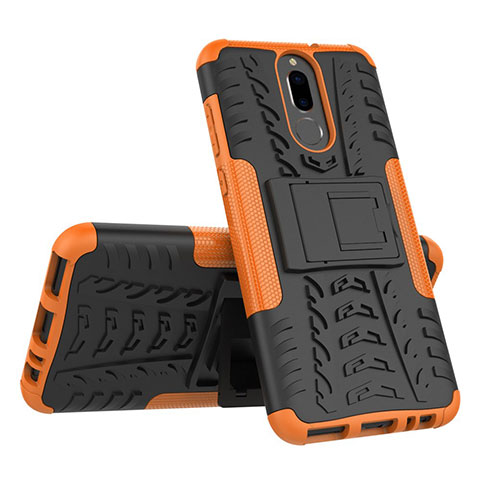 Funda Bumper Silicona y Plastico Mate Carcasa con Soporte A02 para Huawei Nova 2i Naranja