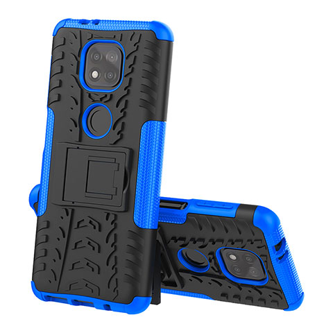 Funda Bumper Silicona y Plastico Mate Carcasa con Soporte A02 para Motorola Moto G Power (2021) Azul