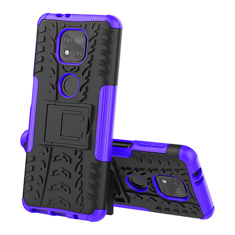 Funda Bumper Silicona y Plastico Mate Carcasa con Soporte A02 para Motorola Moto G Power (2021) Morado