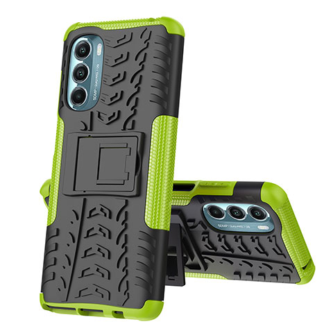 Funda Bumper Silicona y Plastico Mate Carcasa con Soporte A02 para Motorola Moto G Stylus (2022) 4G Verde