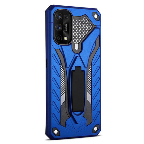 Funda Bumper Silicona y Plastico Mate Carcasa con Soporte A02 para Realme 7 Pro Azul