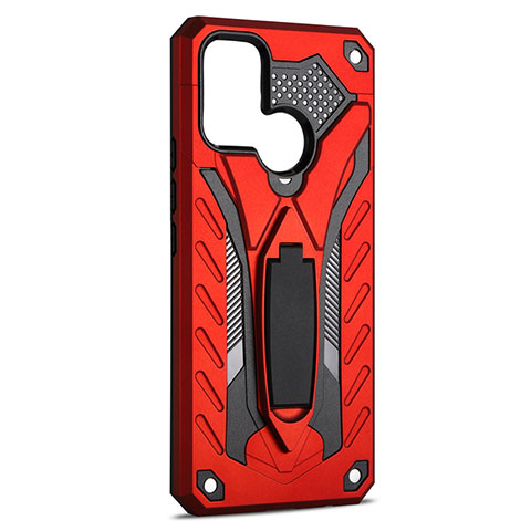 Funda Bumper Silicona y Plastico Mate Carcasa con Soporte A02 para Realme C17 Rojo