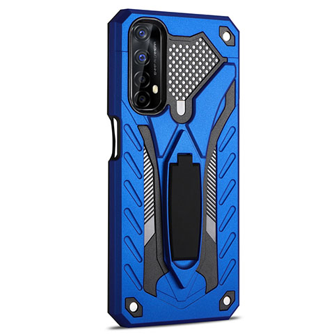 Funda Bumper Silicona y Plastico Mate Carcasa con Soporte A02 para Realme Narzo 20 Pro Azul