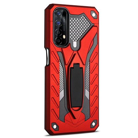 Funda Bumper Silicona y Plastico Mate Carcasa con Soporte A02 para Realme Narzo 20 Pro Rojo