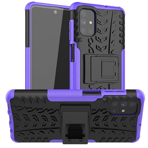 Funda Bumper Silicona y Plastico Mate Carcasa con Soporte A02 para Samsung Galaxy M51 Morado