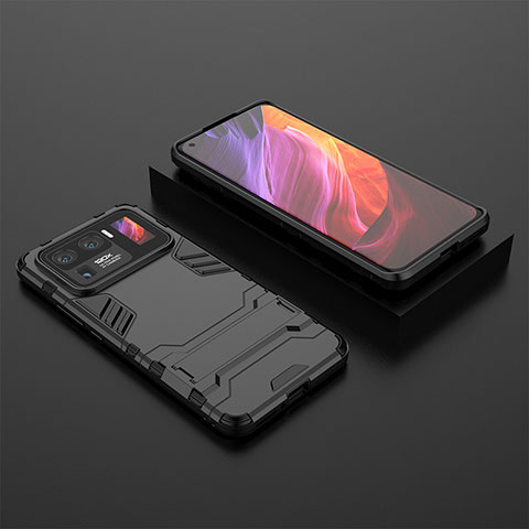 Funda Bumper Silicona y Plastico Mate Carcasa con Soporte A02 para Xiaomi Mi 11 Ultra 5G Negro