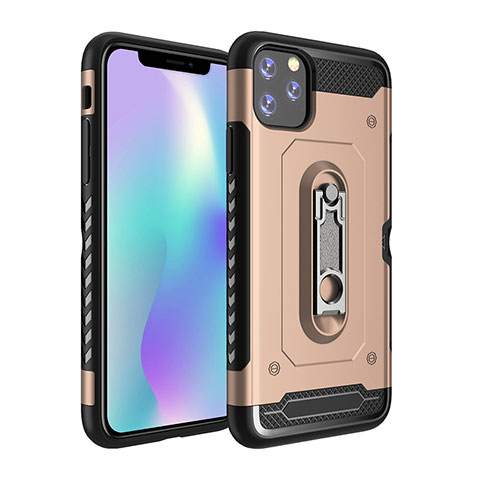 Funda Bumper Silicona y Plastico Mate Carcasa con Soporte A03 para Apple iPhone 11 Pro Oro