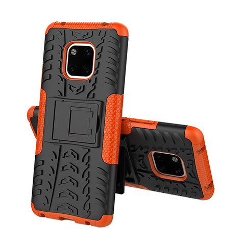 Funda Bumper Silicona y Plastico Mate Carcasa con Soporte A03 para Huawei Mate 20 Pro Naranja