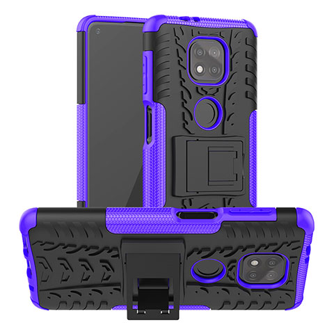 Funda Bumper Silicona y Plastico Mate Carcasa con Soporte A03 para Motorola Moto G Power (2021) Morado