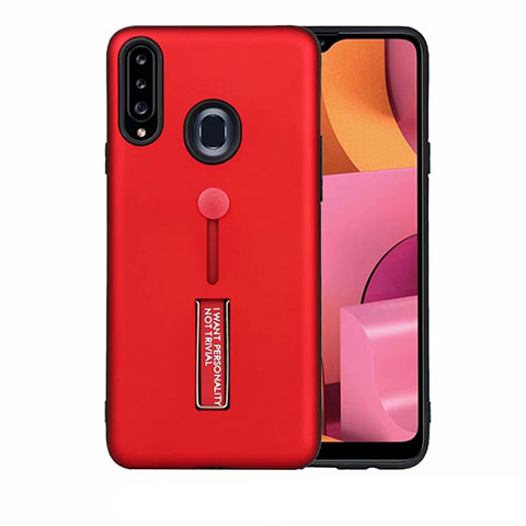 Funda Bumper Silicona y Plastico Mate Carcasa con Soporte A03 para Samsung Galaxy A20s Rojo