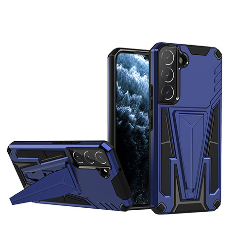 Funda Bumper Silicona y Plastico Mate Carcasa con Soporte A03 para Samsung Galaxy S21 FE 5G Azul