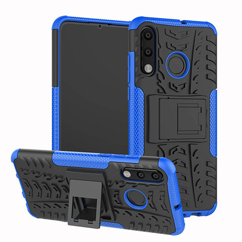 Funda Bumper Silicona y Plastico Mate Carcasa con Soporte A04 para Huawei Nova 4e Azul