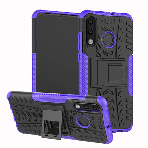 Funda Bumper Silicona y Plastico Mate Carcasa con Soporte A04 para Huawei Nova 4e Morado