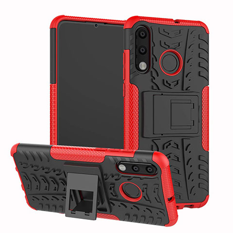 Funda Bumper Silicona y Plastico Mate Carcasa con Soporte A04 para Huawei Nova 4e Rojo