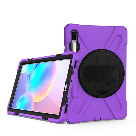 Funda Bumper Silicona y Plastico Mate Carcasa con Soporte A04 para Samsung Galaxy Tab S6 10.5 SM-T860 Morado