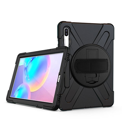 Funda Bumper Silicona y Plastico Mate Carcasa con Soporte A04 para Samsung Galaxy Tab S6 10.5 SM-T860 Negro