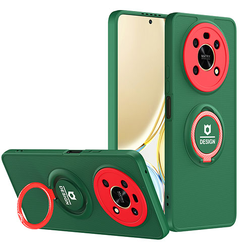 Funda Bumper Silicona y Plastico Mate Carcasa con Soporte H01P para Huawei Honor Magic4 Lite 4G Verde