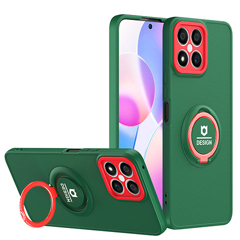 Funda Bumper Silicona y Plastico Mate Carcasa con Soporte H02P para Huawei Honor X8 4G Verde