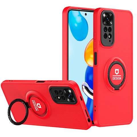 Funda Bumper Silicona y Plastico Mate Carcasa con Soporte H02P para Xiaomi Redmi Note 12 Pro 4G Rojo