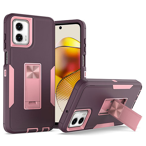 Funda Bumper Silicona y Plastico Mate Carcasa con Soporte J01S para Motorola Moto G Power 5G (2023) Morado