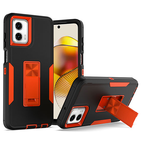 Funda Bumper Silicona y Plastico Mate Carcasa con Soporte J01S para Motorola Moto G Power 5G (2023) Naranja