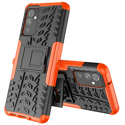 Funda Bumper Silicona y Plastico Mate Carcasa con Soporte J01X para Samsung Galaxy A05s Naranja