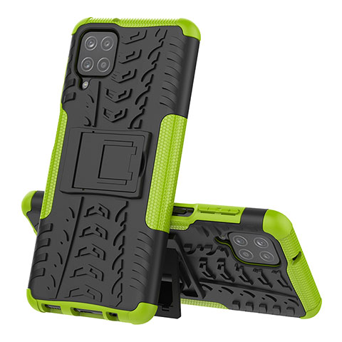 Funda Bumper Silicona y Plastico Mate Carcasa con Soporte J01X para Samsung Galaxy A12 5G Verde