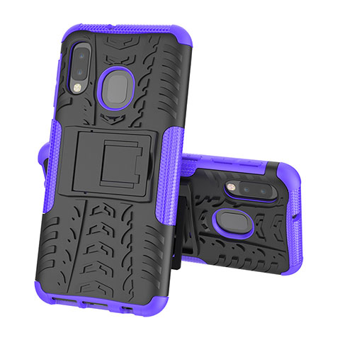 Funda Bumper Silicona y Plastico Mate Carcasa con Soporte J01X para Samsung Galaxy A20e Morado