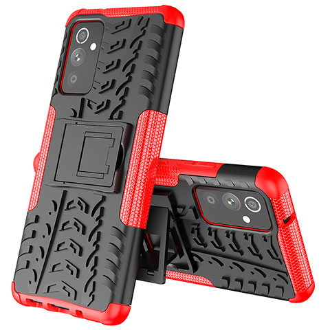 Funda Bumper Silicona y Plastico Mate Carcasa con Soporte J01X para Samsung Galaxy A25 5G Rojo