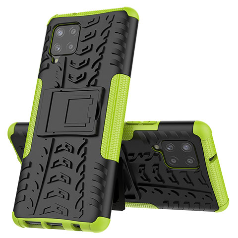 Funda Bumper Silicona y Plastico Mate Carcasa con Soporte J01X para Samsung Galaxy A42 5G Verde