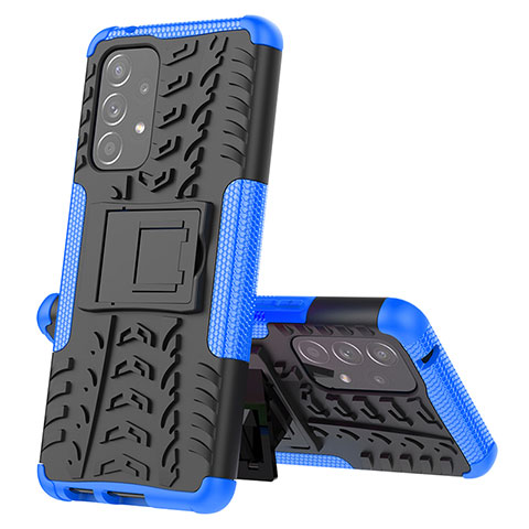 Funda Bumper Silicona y Plastico Mate Carcasa con Soporte J01X para Samsung Galaxy A53 5G Azul