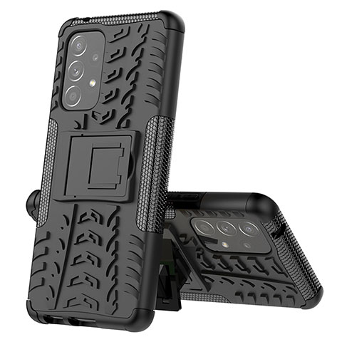 Funda Bumper Silicona y Plastico Mate Carcasa con Soporte J01X para Samsung Galaxy A53 5G Negro