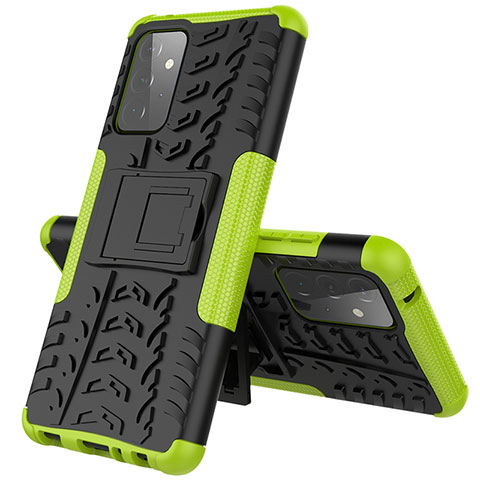 Funda Bumper Silicona y Plastico Mate Carcasa con Soporte J01X para Samsung Galaxy A72 5G Verde