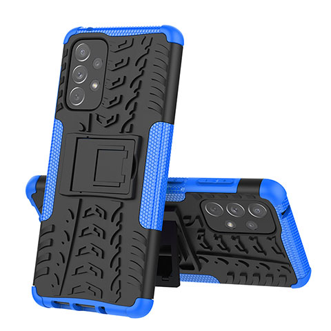 Funda Bumper Silicona y Plastico Mate Carcasa con Soporte J01X para Samsung Galaxy A73 5G Azul