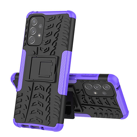 Funda Bumper Silicona y Plastico Mate Carcasa con Soporte J01X para Samsung Galaxy A73 5G Morado