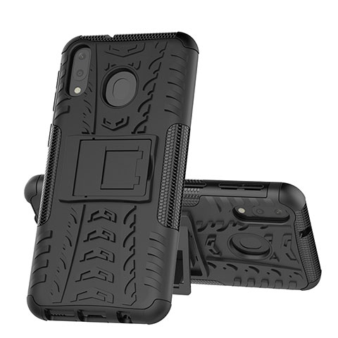 Funda Bumper Silicona y Plastico Mate Carcasa con Soporte J01X para Samsung Galaxy M20 Negro