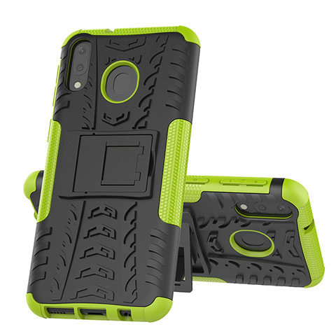 Funda Bumper Silicona y Plastico Mate Carcasa con Soporte J01X para Samsung Galaxy M20 Verde