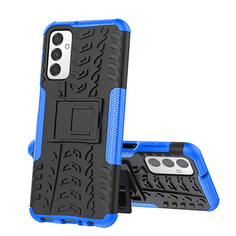 Funda Bumper Silicona y Plastico Mate Carcasa con Soporte J01X para Samsung Galaxy M23 5G Azul