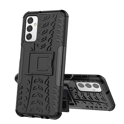 Funda Bumper Silicona y Plastico Mate Carcasa con Soporte J01X para Samsung Galaxy M23 5G Negro