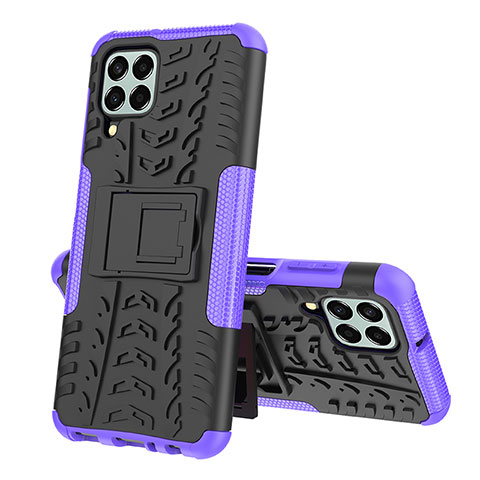 Funda Bumper Silicona y Plastico Mate Carcasa con Soporte J01X para Samsung Galaxy M33 5G Morado