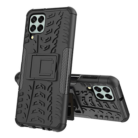 Funda Bumper Silicona y Plastico Mate Carcasa con Soporte J01X para Samsung Galaxy M33 5G Negro