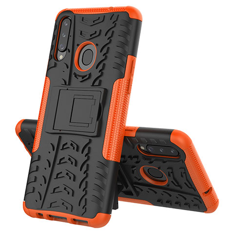 Funda Bumper Silicona y Plastico Mate Carcasa con Soporte J02X para Samsung Galaxy A20s Naranja