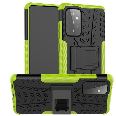 Funda Bumper Silicona y Plastico Mate Carcasa con Soporte J02X para Samsung Galaxy A72 4G Verde