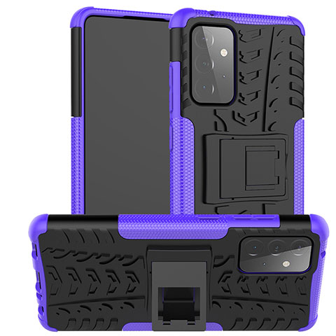 Funda Bumper Silicona y Plastico Mate Carcasa con Soporte J02X para Samsung Galaxy A72 5G Morado