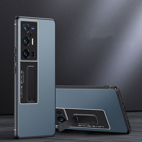 Funda Bumper Silicona y Plastico Mate Carcasa con Soporte JB1 para Vivo X70 Pro+ Plus 5G Azul