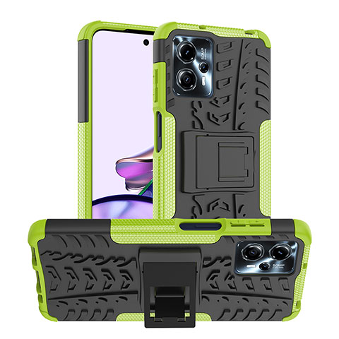 Funda Bumper Silicona y Plastico Mate Carcasa con Soporte JX1 para Motorola Moto G23 Verde